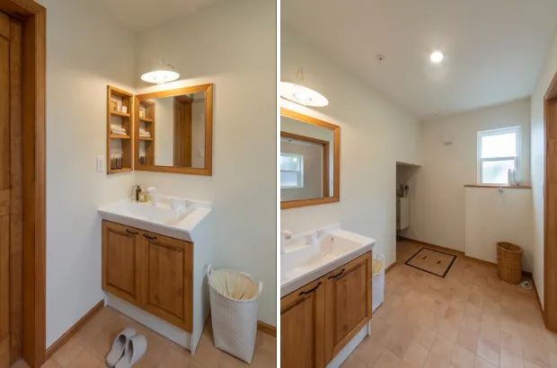 【洗面脱衣室】3.5畳でランドリーを兼ねられる