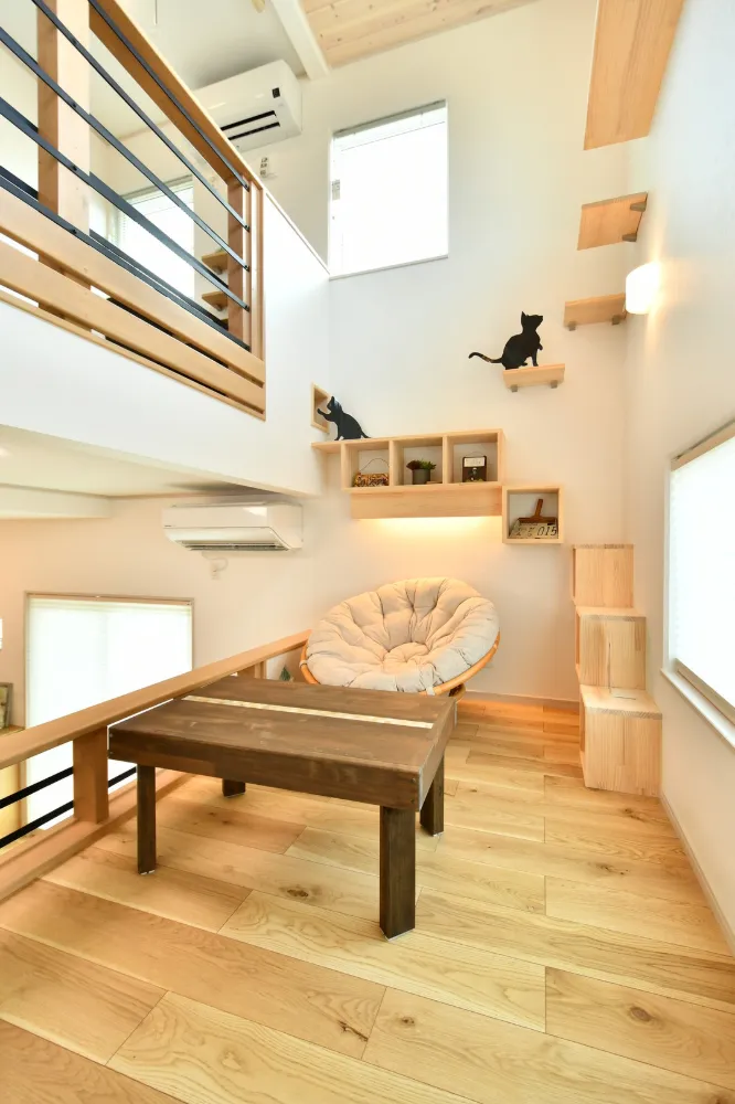 【スキップフロア】猫ちゃんも、お気に入りの場所。趣味と癒やしが共存する「第二のリビング」。