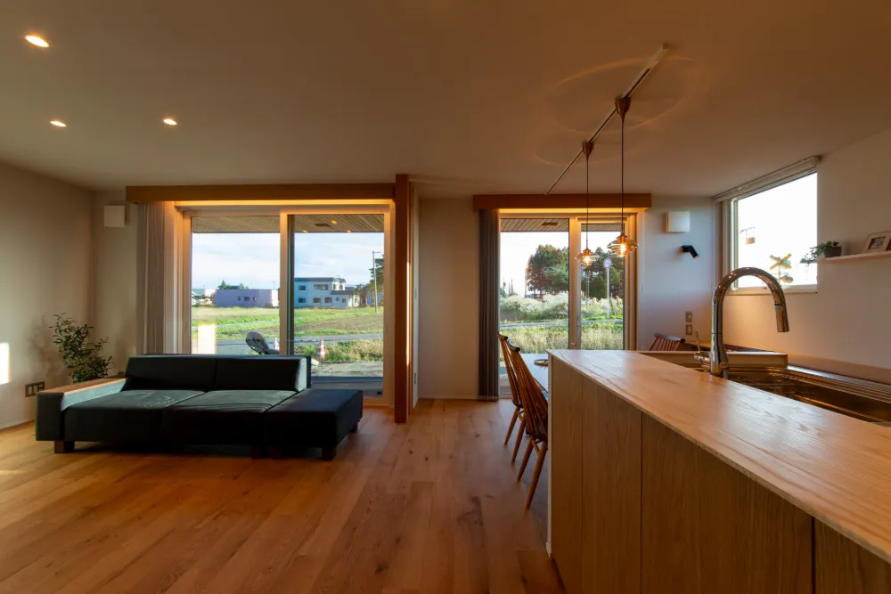 南面デッキをたのしむ回廊サニタリーの家