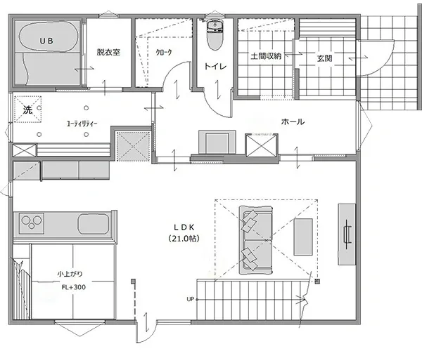 足元から無垢材のぬくもりを感じられる、自然素材も取り入れた開放感抜群な木の家