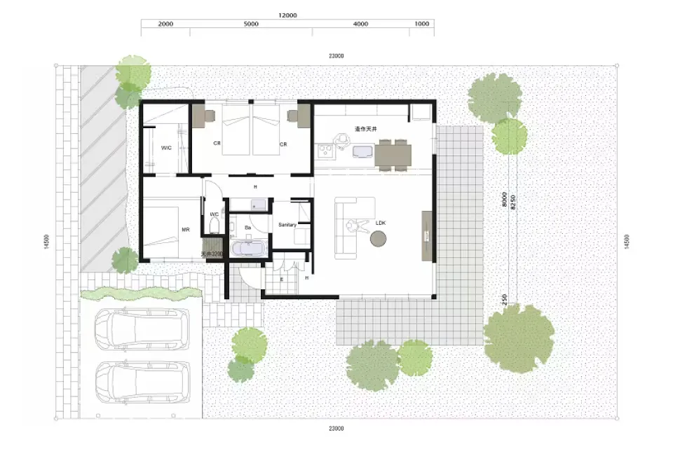 1階外構付平面図